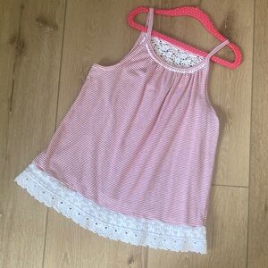 Girls size L 10 12 Wonder Nation crochet red white striped tank top